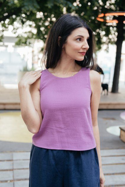 Reparada mušelínový top Rory mauve